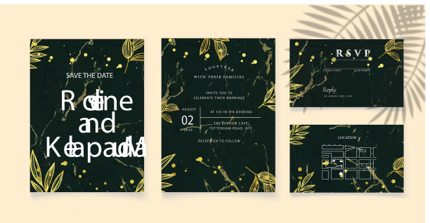 婚礼请柬绿水彩图片下载