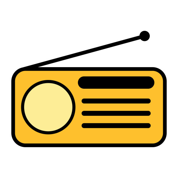 复古电台图标，平面孤立的音乐声音媒体按钮，网络矢量插图图片下载