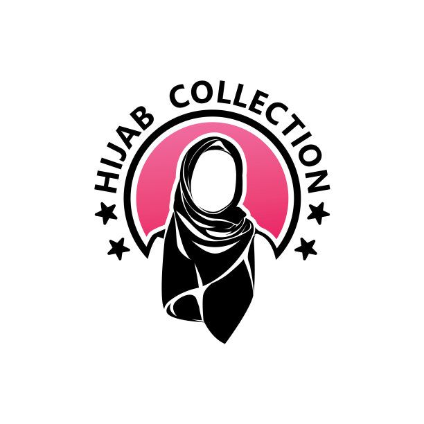 美丽穆斯林头巾集合标志模板设计向量图片下载