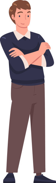 抱臂微笑的年轻人站着图片下载