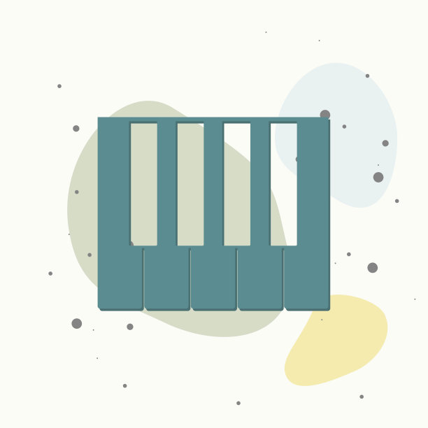钢琴矢量图标多色背景。图片下载