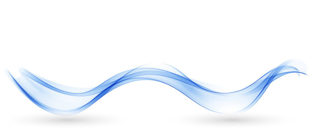 白色背景上的蓝色透明波浪。抽象矢量波背景。图片下载