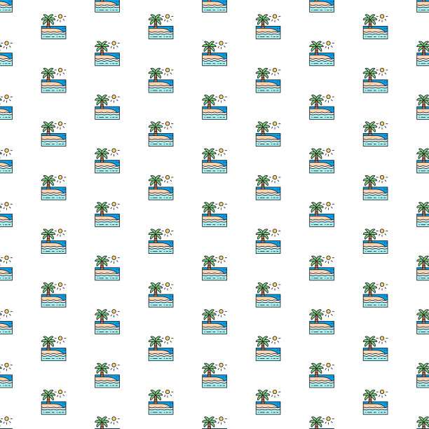 海滩以棕榈树景观格局图片下载