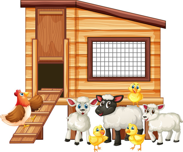 农场动物在白色背景图片下载