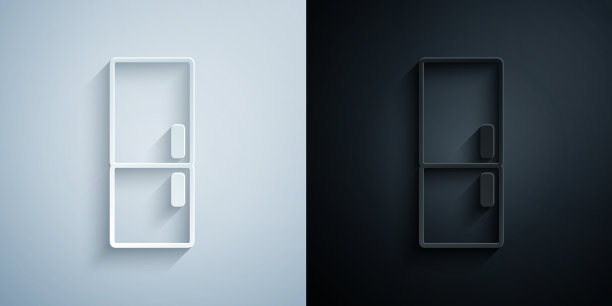 剪纸冰箱图标孤立在灰色和图片下载