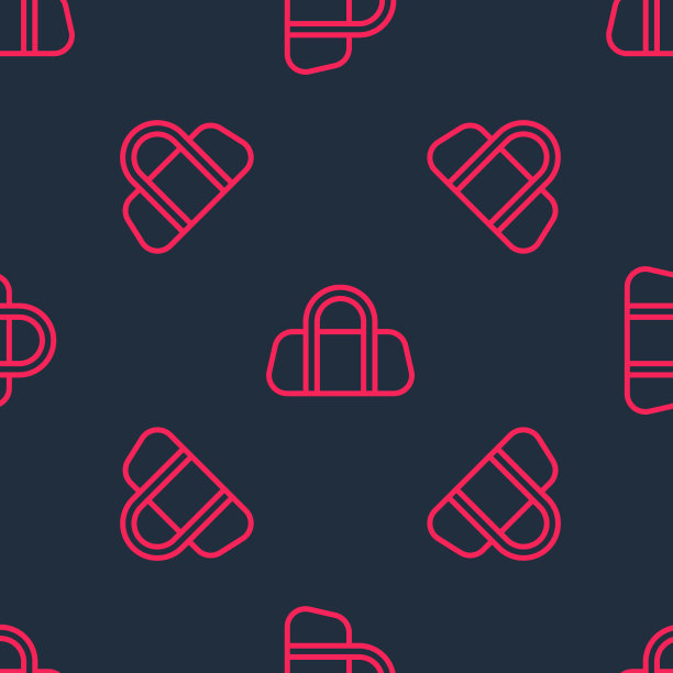 红线运动包图标隔离无缝图案图片下载