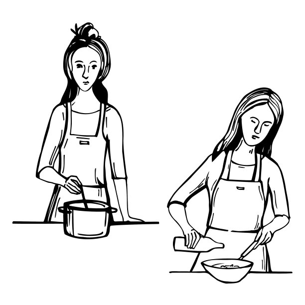 女人做饭草图图片下载