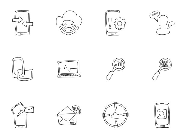 网络涂鸦孤立在白色图片下载