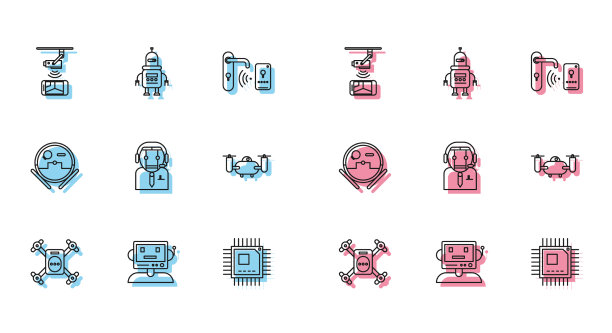 设定线无人机飞行与行动相机机器人图片下载