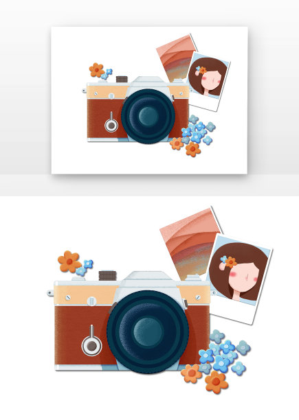 卡通摄影日相机花朵图片下载