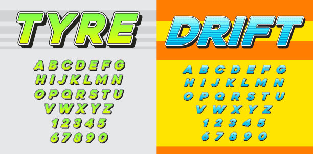 一套两种速度赛车运动斜体字体图片下载