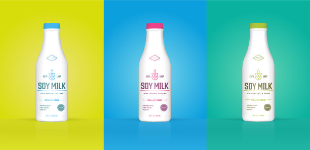 一套彩色背景豆浆瓶图片下载