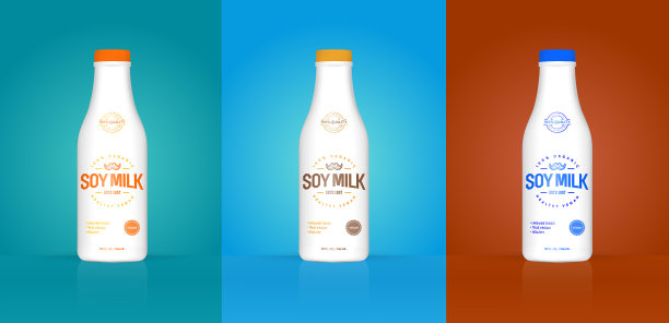 一套彩色背景豆浆瓶图片下载