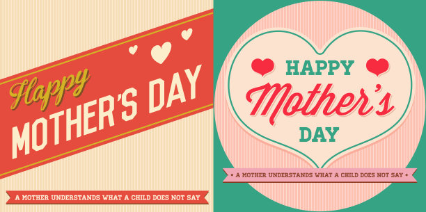 一套复古的快乐母亲节设计图片下载