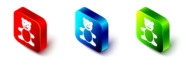 等距泰迪熊毛绒玩具图标孤立上图片下载