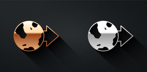 金银位置上的地球仪图标图片下载