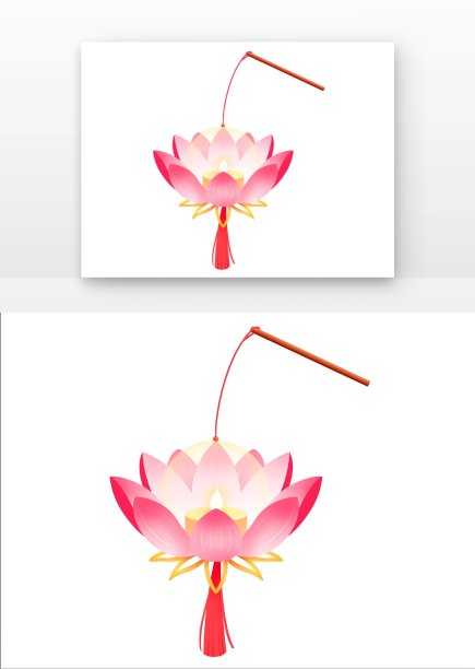 卡通手绘荷花灯图片下载