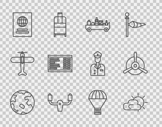 设置世界范围内的晴天和云天天气机场图片下载