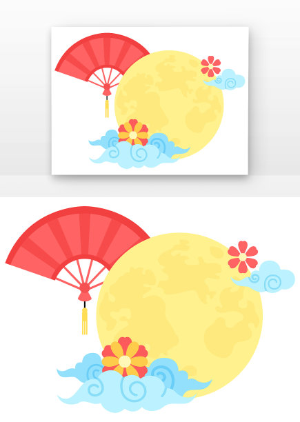 月亮和中秋扇子花朵图片下载