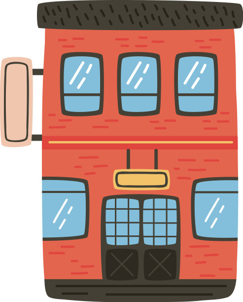 橙色建筑店面立面图片下载