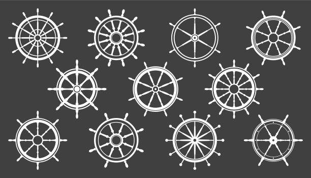 收藏白色复古舵轮船图片下载