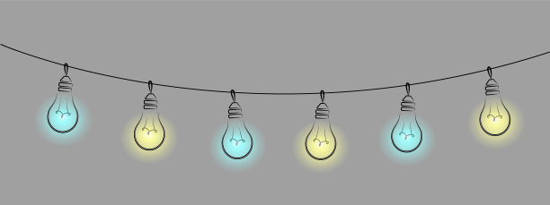 户外灯串蓝色和黄色的灯图片下载