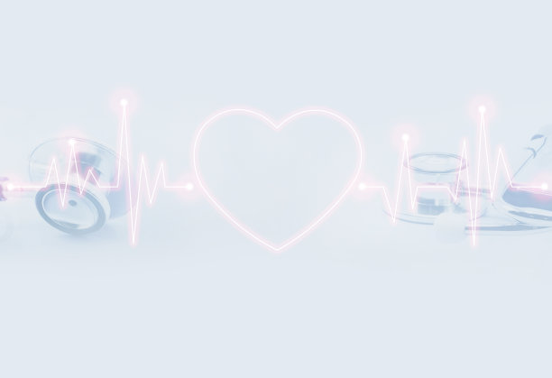 双暴露医学听诊器和心电图分离在浅蓝色。心脏治疗辅助、脉搏搏动测量、心律失常起搏器医疗保健理念与复制空间。图片下载