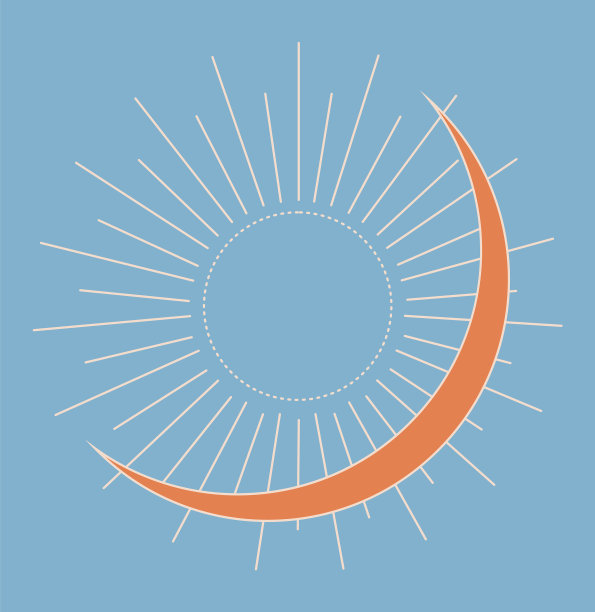 新月形的月亮和直线的太阳图片下载