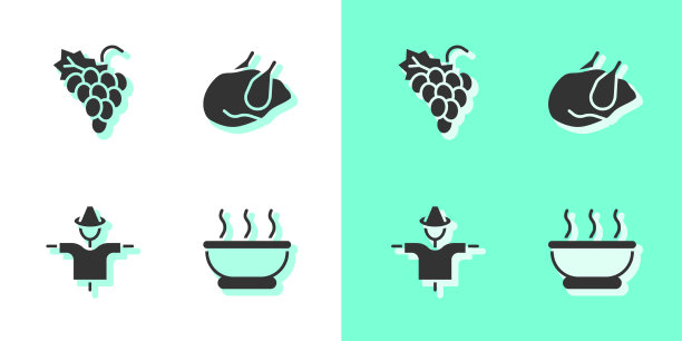 一碗热汤葡萄水果稻草人和图片下载