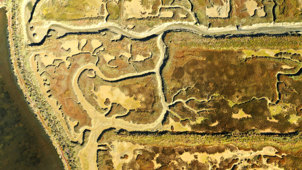 独特的顶部拍摄视图，运河和多条路径，它看起来像静脉与颜色俯瞰美丽的图形景观镜头，法国图片下载