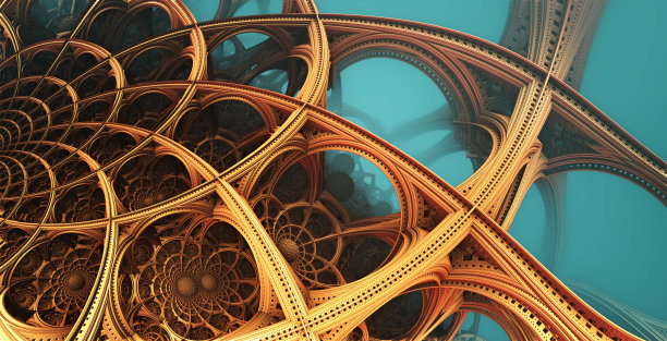 抽象的背景，奇妙的3D黄金结构图片下载