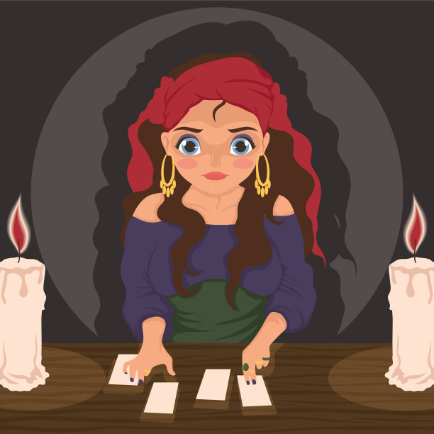 算命先生用塔罗牌的场景图片下载