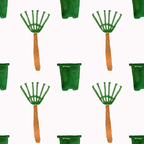 无缝水彩花匠的工具。图片下载