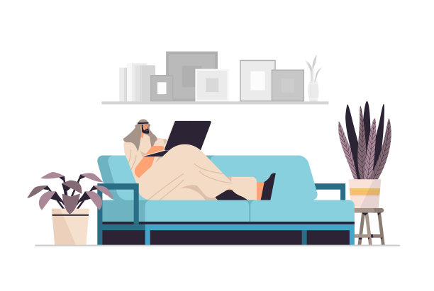 阿拉伯商人自由职业者在笔记本电脑上工作图片下载