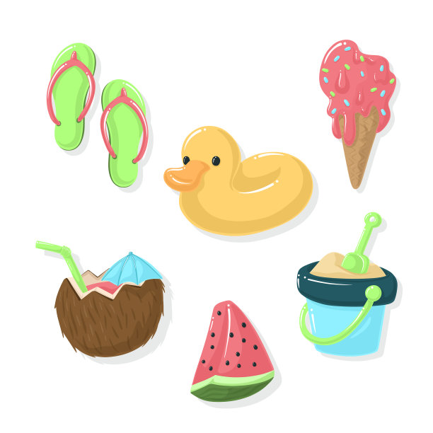 手绘夏季元素集图片下载