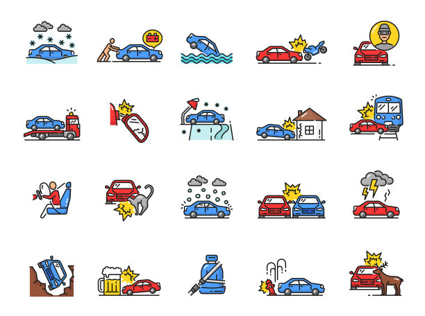 汽车碰撞线图标损坏碰撞失败图片下载