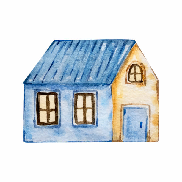 圣诞节可爱的冬季蓝房子图片下载