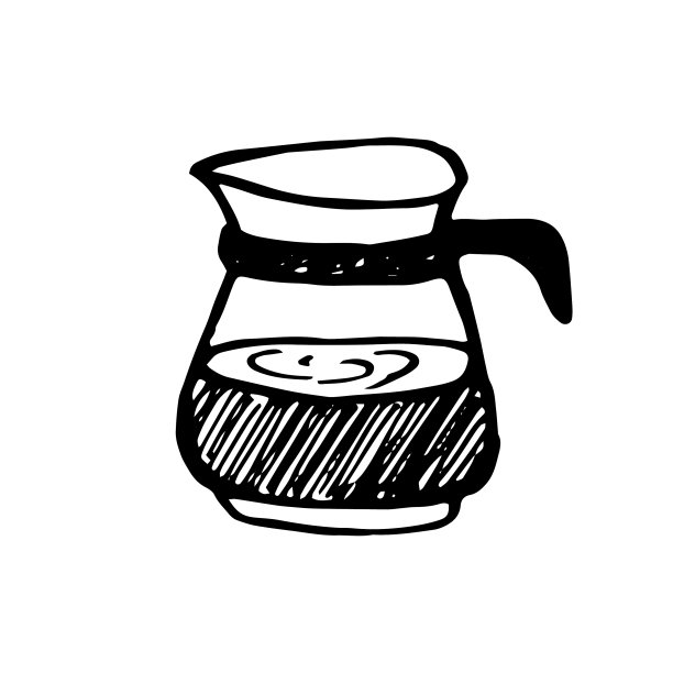 手绘玻璃咖啡壶涂鸦图片下载