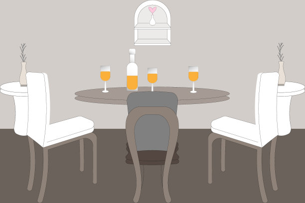 桌子和椅子配上新鲜的橙汁图片下载