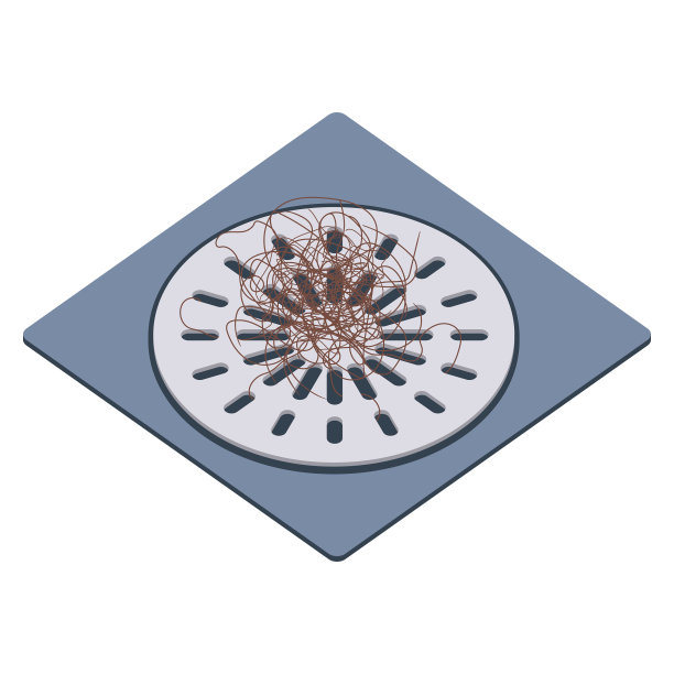 淋浴排水网被头发阻塞图片下载