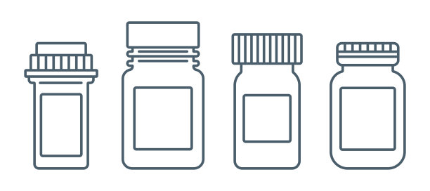一套不同形状的药瓶。图片下载