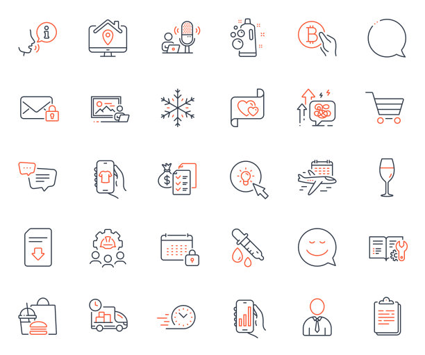 商业图标集包括图标为快餐图片下载