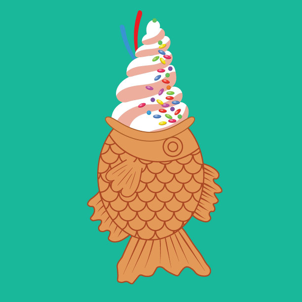 蒸鱼烧风味冰淇淋。图片下载