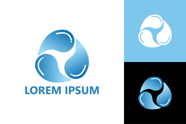 三水滴标志模板设计矢量图片下载