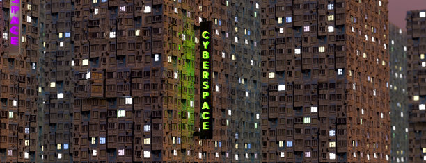 未来城市的霓虹灯夜。三维渲染图片下载