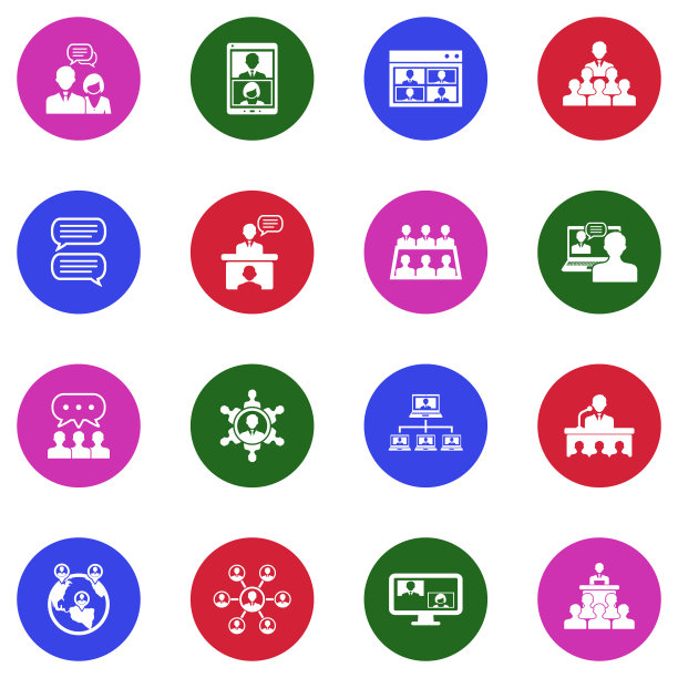 讨论图标。圆形白色平面设计。矢量插图。图片下载