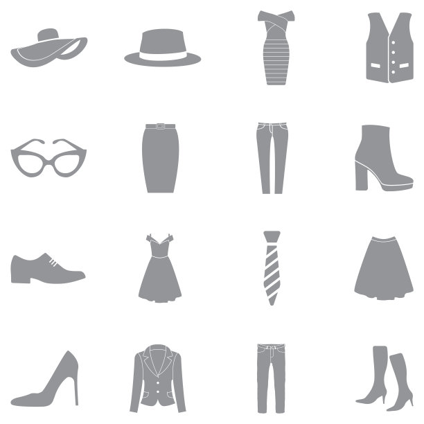 时髦的衣服图标。灰色的平面设计。矢量插图。图片下载