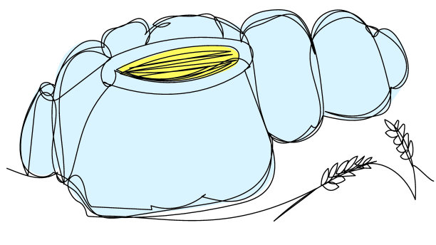 一袋袋谷物在白色背景上排成一行。插图涂鸦食物。股票矢量图像。图片下载