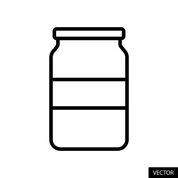 玻璃罐矢量图标在线条风格设计孤立在白色背景。可编辑的中风。图片下载