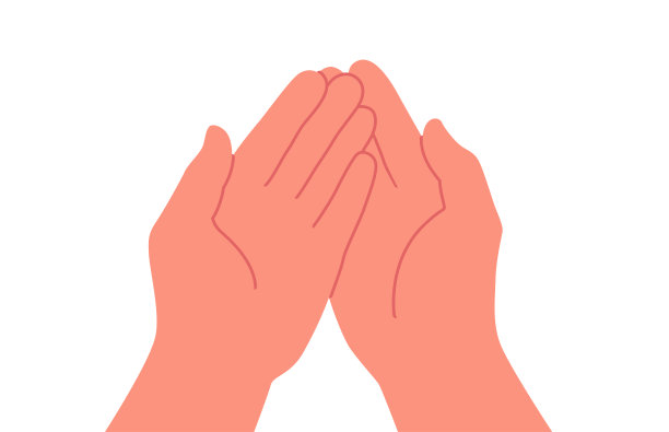 两只手的手掌一起打开顶视图卡通风格矢量插图图片下载